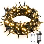 Twinkle Star Christmas Tree Lights Outdoor Indoor, 66ft/20m 200 LED Plug in Fairy Lights Mains Powered, Waterproof String Light with Remote/8 Modes/Timer, Warm White Outside Garden Xmas Decorations