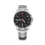 Victorinox Swiss Analog Watch for Men - Black Dial with Stainless Steel Bracelet, Stylish Wrist Watch for Business and Casual Wear - FieldForce Classic Chrono (42 mm)