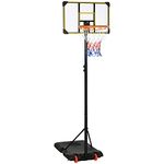 Soozier Portable Basketball Hoop, 6ft-7ft Height Adjustable Basketball System with Wheels & 28" Backboard for Youth Junior