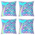 Mermaid Pillow Covers, Fish Scales Throw Pillow Covers For Bedroom Living Room, Girly Rainbow Decorative Pillow Covers For Kids Women, Ocean Life Sea Animal Cushion Covers, Colorful, 20x20 Set of 4