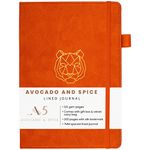 A5 Notebook by Avocado and Spice® with Gift Box & Velvet Bag - A5 Journal Notebook Journals for Women and Men - Travel Journal Hard Back Notebook Lined A5-200 Thick Pages (Orange, Lined)