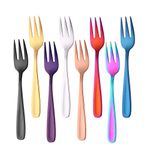 SBOMHS 5.5 Inch Fruit Forks Cake Forks Dessert Forks Stainless Steel (Coloured)