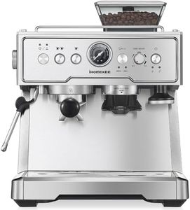 Ihomekee Espresso Coffee Maker With Grinder, 20 Bar Semi-Automatic Espresso Machine With Milk Frother Steam Wand, Professional Cappuccino Latte Machine For Home, Office, Brushed Stainless Steel