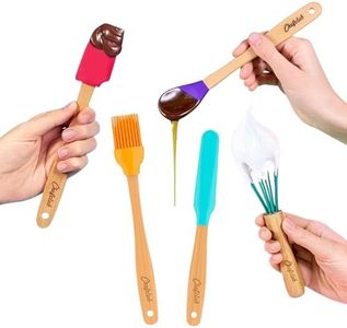 Chefclub Kids Cooking 5-Piece Utensils Set Heat Resistant Non Stick Silicone for Kids and Beginner Cooking, Kitchen & Cookware Gadgets - Cooking, Mixing, Whisking, Brushing - Practical Holiday Gift