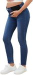 AMPOSH Women's Maternity Skinny Jeans Mid-Rise Stretchy Denim Pants for Pregnancy and Postpartum(Dark Blue, L)