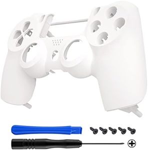 eXtremeRate White Soft Touch Faceplate Cover Front Housing Shell Replacement Parts for Playstation 4 PS4 Slim PS4 Pro Controller (CUH-ZCT2 JDM-040 JDM-050 JDM-055) - Controller NOT Included