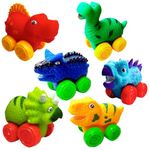 PLUSPOINT 6Pcs Dino Cars, Soft Rubber Car Set Toy, Baby Mini Toy Vehicles, Bath Toy Car for Boys and Girls, Babies Birthday Gift, Summer Beach and Pool Activity, Party Favors for Kids (6 Dino Car)