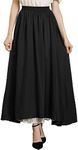SCARLET DARKNESS Women's 2 Tiered Pleated Maxi Skirt A Line Long Boho Gypsy Dance Skirts Black L