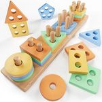 KmmiFF Wooden Toys 1 Year Old,Shape Sorter Montessori Toys for 1 Year Old Boys Girls,Sensory Toys for Autism Toddler Toys,Learning Educational Toys for 1 2 3 Year Old Boys Girls Birthday Gifts