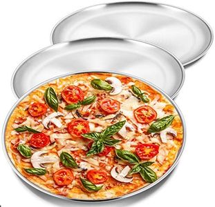 12 Inch Pizza Pan Set, 3 Pcs P&P CHEF Stainless Steel Round Baking Pizza Pans Pizza Tray for Pizza, Pie, Cake, Cookie, Non-toxic & Healthy, Heavy Duty & Durable, Oven & Dishwasher Safe