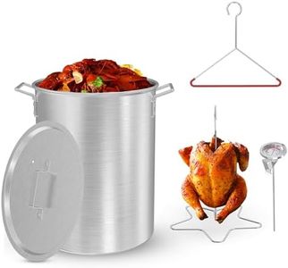 30 Qt Aluminium Stock Pot Kit – Turkey Fryer Pot With Lid, Lifting Hook, Stand & Thermometer – Large Deep Fryer For Frying, Seafood Boiling & Outdoor Cooking