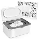 TORASO Wipes Holder, Wipes Dispenser with Lid, Pouch with Lid, Baby Wipes Case Keeps Wipes Fresh， Wipe Container Regular Storage Case Box (Gray+panda).CA