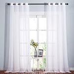 NICETOWN Living Room Sheer Curtain Draperies Elegant Modern Design Ultra Long Panel Transparent Voile for Hall/Villa (2 Panels, W54 x L135, White)