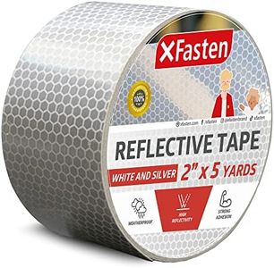 XFasten Reflective Tape, White and Silver, 2 Inches by 5 Yards - High Intensity - Dot-C2 Safety Tape Waterproof Conspicuity Trailer Reflector