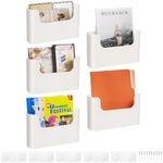 FKTXCO Wall Mount Folder Holder File Organizer No Drilling File Holder Hanging File Mail Organizer Door Office Mail Supplies Storage Magazine Envelope Planner Wall Single Pocket Off White (5 Count)