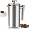 SZHETEFU French Press Coffee Maker, Sturdy Insulated Coffee Press, Stainless Steel Mini Camping Coffee Maker, Small French Press, Elegant Travel Coffee Pot, 1-2 Cup Capacity, Silver 12 OZ/350ml