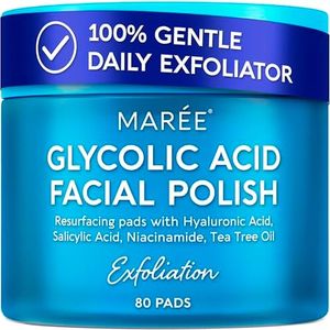 MAREE Glycolic Acid Pads – Toner Pads for Face Cleansing – Exfoliating Pad with Tea Tree Oil, Salicylic Acid & Vitamins E, B3, B5 – Acne Clearing, Skin Pore Resurfacing & Radiance Device - 80 Count