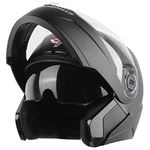 Steelbird SBA-7 7Wings ISI Certified Flip-Up Helmet for Men and Women with Inner Sun Shield (Medium 580 MM, Glossy Black)