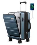 LUGGEX Carry On Luggage for Airplanes - Expandable Polycarbonate Hard Shell Suitcase with Laptop Compartment and USB Port (Blue, 20 Inch)