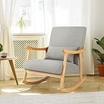 GORELAX Upholstered Rocking Chair, Rocker Glide Accent Chair with Extra Back Pillow, Modern Single Recliner Armchair, for Living Room, Nursery, Bedroom, Study (1)