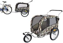 Polironeshop Argo Dog Cart Bicycle Trailer Animal Carrier Pet Bike Trolley with Door, camo, Large