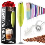 Zulay New Titanium Motor Milk Frother (Without Stand) - Handheld Frother Whisk, Milk Foamer Frother, Mini Blender and Electric Mixer for Coffee, Frappe, Latte, Matcha, Budget No Stand - Lime Green