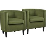 Yaheetech Velvet Tub Chairs set of 2, Accent Living Room Chairs set of 2, Barrel Upholstered Armchairs, Modern Club Sofa Chairs for Bedroom Lounge Reception, Olive Green