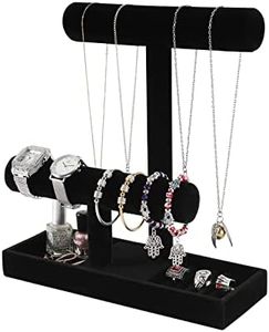 Pangkeep Supporto per gioielli, per collane e bracciali, con vassoio per anelli e orecchini, espositore per gioielli, organizer per vendere bracciali, elastici per capelli, orologi e catene (velluto