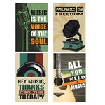 Chaka Chaundh - Music Posters for Room - Set of 4 - Best music posters - Vintage Music Poster - Music Band Posters for Wall - Music Artist Posters (18 inches X 12 Inches) (Vintage - Olive Green)