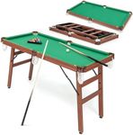 COSTWAY 4.5FT Billiards Table, Portable Game Pool Table with 16 Balls, 2 Cues, 2 Chalks, Triangle Rack and Brush, Folding Snooker Table Game Set for Home Party Gathering