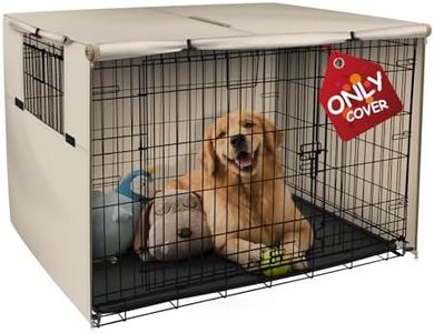 Explore Land 48 inches Dog Crate Cover Heavy Duty Polyester Pet Kennel Sunshade Universal Fit for Wire Cage (Light Tan)