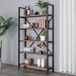 5 Tier Bookcase Shelf Metal Storage Rack Multilayer Plant Flower Stand Tall Display Rack Shelves Open Standing Shelving Unit for Home Office Vintage Rustic Wood Shelf for Home, Office, Kitchen