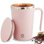 Self Stirring Mug, Automatic Magnetic Stirring Coffee Mug, 400ml/13.5oz Stainless Steel Mixing Coffee Cup, Electric Mixing Mug, USB Rechargeable Rotating Home Office Travel Stirring Cup (Pink)