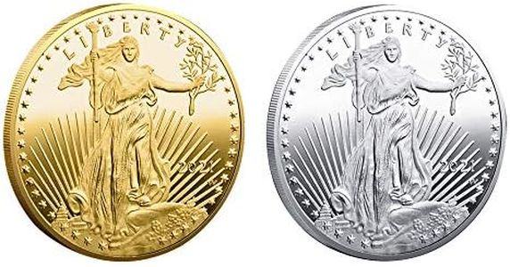 bestkai 2Pcs United State of American 2021 Statue of Liberty Eagle Coin Commemorative Coin Collection Gift Gold Silver 1 57inchX1 57inch