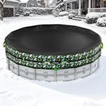 UIRWAY 2025 Upgrade 28FT Winter Pool Cover [185GSM] Heavy Duty Pool Cover for Above Ground Round Pools, UV & Cold Resistant Swimming Pool Cover, Tearproof Tarp with Cable System