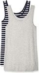 Amazon Essentials Women's 2-Pack Slim-Fit Tank, Navy/White Stripe/Light Grey Heather, Large