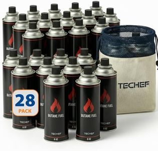 TECHEF 28 Pack x 8oz Butane Gas Fuel Canisters Cylinders Tin with Dual Safety System for Portable Gas Stoves, Camping Stoves, Gas Burners, Cooking Torch, UL Listed, Made in Korea