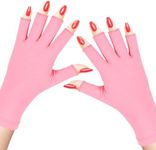 Beloving UV Gloves for Gel Nail Lamp, Professional UV Shield Glove Protection Gloves UPF 50+ for Manicures, Nail Art Skin Care, Anti-UV Fingerless Protect Hands from UV Light Harm, Pink