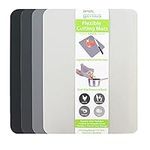 Simply Genius Plastic Cutting Boards for Kitchen - Color Coded Chopping Board Set - Flexible Cutting Mats for Meat & Vegetables - Dishwasher Safe, Non-Slip, BPA Free (4-Pack Gray, Large 11.5"x 15")