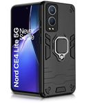 WOW IMAGINE Shock Proof Back Case Mobile Cover for 1+ OnePlus Nord CE 4 Lite 5G | Back Cover Case (Tough Armor | Hybrid PC + TPU | Ring Holder & in-Built Kickstand | Black)