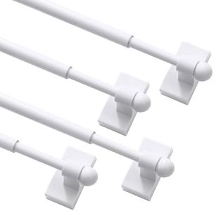 Turquoize 4 Pack Magnetic Curtain Rods for Metal Doors with Adjustable Length Extends from 16 inch to 28 inch Magnetic Cafe Curtain Rod, Easy Installation for Any Steel Spaces, White,4 Pack