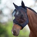 Harrison Howard CareMaster Midge-proof Fleece Padding Horse Fly Mask Half Face with Ears Black Large Full Size