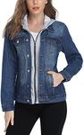 MISS MOLY Women's Hoodie Denim Jean Jackets Zip Up Original Trucker Jacket Coat Outerwear Blue 2XL