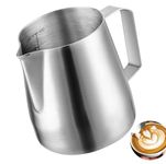 Wrobic Milk Frothing Pitcher 12oz/350ml, Stainless Steel Milk Jug for Making Latte Art and Coffee Cappuccino, Coffee Jug Barista Steaming Pitcher Milk Frother Jug with Scale