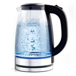 Lifelong Glass Electric Kettle 1.8L | 1350W Kettle with One Key Operation &Cool Touch Handle |Scratch-Proof Borosilicate Glass, LED Light, Auto Shut-Off & Overheat Protection(LLEKG01, Black)