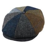 Xposed Mens Wool Blend Patch Panel Herringbone Tweed Newsboy Cap Multi Colour Hat [WN2175MUL-MULTI-M]