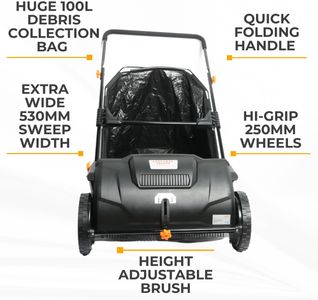 Garden Sweeper 530mm – 100L Large Capacity Outdoor Leaf Collector