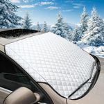 CUQOO Car Windscreen Cover for Winter - Durable Car Snow Cover, Frost Protector & Sun Shade UV Reflective - Car Window Cover for All Seasons - Easy Fit Car Windshield Cover for Cars SUVs & Trucks