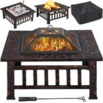 Yaheetech Fire Pit for Garden,Garden Stove Brazier For Barbecue,Heating,Cooling Drinks with Cover & Poker,Copper