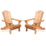 Ptsuker Adirondack Chair Set of 2, Heavy-Duty Outdoor Garden Furniture - Weather-Resistant Patio Lounge Chair with Ergonomic Design, Easy Assembly, Natural Wood Finish (Adult Size)